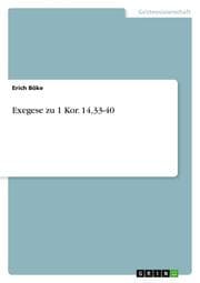Cover von Exegese zu 1 Kor. 14,33-40