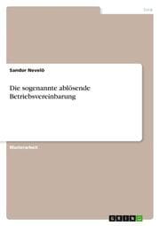 Cover von Die sogenannte ablösende Betriebsvereinbarung