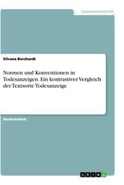 Cover von Normen und Konventionen in Todesanzeigen. Ein kontrastiver Vergleich der Textsorte Todesanzeige