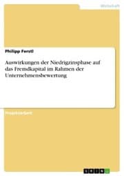 Cover von Auswirkungen der Niedrigzinsphase auf das Fremdkapital im Rahmen der Unternehmensbewertung