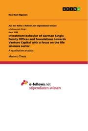 Cover von Investment behavior of German Single Family Offices and Foundations towards Venture Capital with a focus on the life sciences sector
