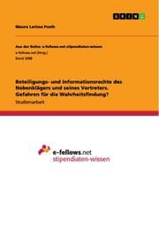Cover von Beteiligungs- und Informationsrechte des Nebenklägers und seines Vertreters. Gefahren für die Wahrheitsfindung?