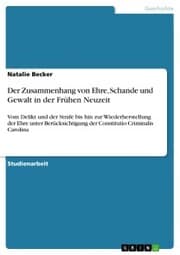 Cover von Der Zusammenhang von Ehre, Schande und Gewalt in der Frühen Neuzeit