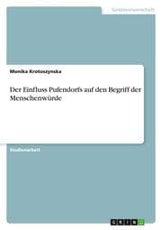 Cover von Der Einfluss Pufendorfs auf den Begriff der Menschenwürde