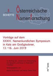 Cover von Vorträge auf dem XXXIV. Namenkundlichen Symposium in Kals am Großglockner, 13.-16. Juni 2019