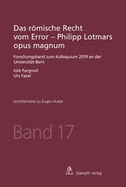 Cover von Das römische Recht vom Error - Philipp Lotmars opus magnum
