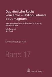 Cover von Das römische Recht vom Error - Philipp Lotmars opus magnum