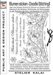 Cover von PADP-Script 10: Blumen Sticken - Doodle Stitching oder wie Sticken Schritt für Schritt zur Passion wird!