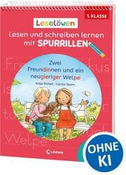 Cover von Leselöwen - Lesen und schreiben lernen mit Spurrillen - Zwei Freundinnen und ein neugieriger Welpe