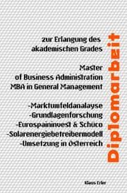 Cover von Diplomarbeit - Solarenergiebetreibermodell-Umsetzung in Österreich