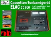 Cover von Cassetten-Tonbandgerät ELAC CD 600 - Nakamichi 500 - Bedienungsanleitung