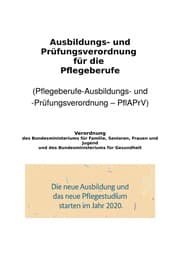 Cover von Ausbildungs- und Prüfungsverordnung für die Pflegeberufe