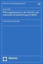 Cover von Öffnungsklauseln in der DSGVO und nationale Verwirklichung im BDSG