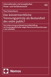 Cover von Das konzernrechtliche Trennungsprinzip als Bestandteil des ordre public?