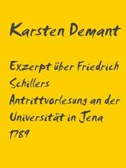 Cover von Exzerpt über Schillers Antrittsvorlesung an der Universität in Jena 1789