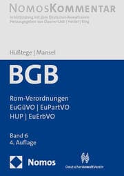 Cover von Bürgerliches Gesetzbuch: Rom-Verordnungen - EuGüVO - EuPartVO - HUP - EuErbVO