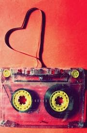 Cover von Notizbuch Retro Style Love Music Tape Oldschool Liniert Red Notebook Ruled