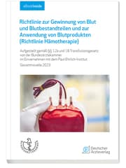 Cover von Richtlinie zur Gewinnung von Blut und Blutbestandteilen und zur Anwendung von Blutprodukten (Hämotherapie)
