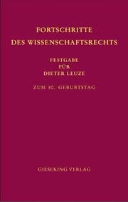 Cover von Fortschritte des Wissenschaftsrechts