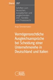 Cover von Vermögensrechtliche Ausgleichsansprüche bei Scheidung einer Unternehmerehe in Deutschland und Italien