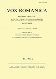 Cover von Vox Romanica 70 (2011)