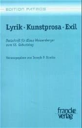 Cover von Lyrik, Kunstprosa, Exil