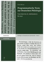 Cover von Programmatische Texte zur Deutschen Philologie