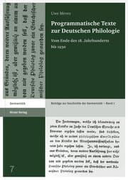 Cover von Programmatische Texte zur Deutschen Philologie