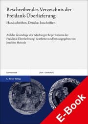 Cover von Beschreibendes Verzeichnis der Freidank-Überlieferung