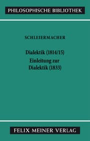 Cover von Dialektik (1814/15)/Einleitung zur Dialektik (1833)