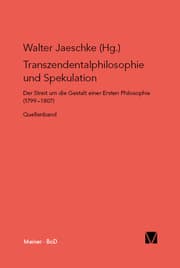 Cover von Transzendentalphilosophie und Spekulation. Quellen
