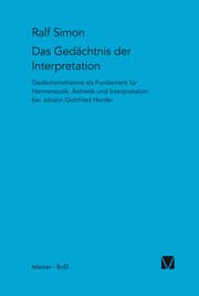 Cover von Gedächtnis der Interpretation