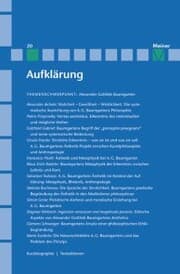 Cover von Aufklärung, Band 20: Alexander Gottlieb Baumgarten. Sinnliche Erkenntnis in der Philosophie des Rationalismus