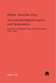 Cover von Transzendentalphilosophie und Spekulation