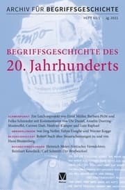 Cover von Archiv für Begriffsgeschichte. Band 63,1. Schwerpunkt: Begriffsgeschichte des 20. Jahrhunderts