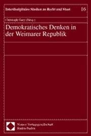 Cover von Demokratisches Denken in der Weimarer Republik