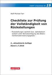 Cover von Checkliste 19 zur Prüfung der Vollständigkeit von Rückstellungen