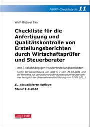 Cover von Checkliste für die Anfertigung und Qualitätskontrolle von Erstellungsberichten durch Wirtschaftsprüfer und Steuerberater