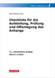 Cover von FARR Checkliste 1 für die Aufstellung, Prüfung und Offenlegung des Anhangs