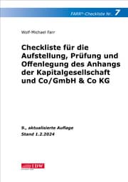 Cover von FARR Checkliste 7 für die Aufstellung, Prüfung und Offenlegung des Anhangs der Kapitalgesellschaft und Co/GmbH & Co KG