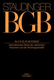 Cover von J. von Staudingers Kommentar zum Bürgerlichen Gesetzbuch mit Einführungsgesetz und Nebengesetzen
