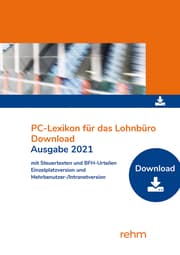 Cover von PC-Lexikon für das Lohnbüro 2021 mit Steuertexten und BFH-Urteilen