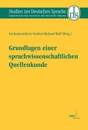 Cover von Grundlagen einer sprachwissenschaftlichen Quellenkunde