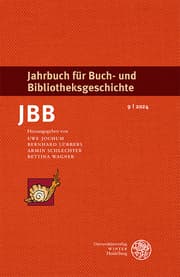 Cover von Jahrbuch für Buch- und Bibliotheksgeschichte 9 - 2024