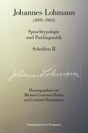 Cover von Johannes Lohmann (1895-1983) - Sprachtypologie und 'Panlinguistik' Schriften II