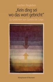 Cover von 'Kein Ding sei wo das wort gebricht'