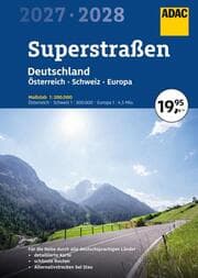 Cover von ADAC Superstraßen Autoatlas 2027/2028 Deutschland 1:200.000, Österreich, Schweiz 1:300.000 mit Europa 1:4,5 Mio.