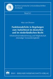 Cover von Funktionsdefizite in Regelungen zum Aufsichtsrat im deutschen und im niederländischen Recht