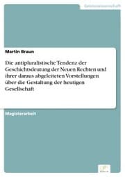 Cover von Die antipluralistische Tendenz der Geschichtsdeutung der Neuen Rechten und ihrer daraus abgeleiteten Vorstellungen über die Gestaltung der heutigen Gesellschaft