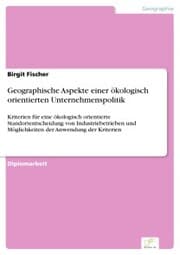 Cover von Geographische Aspekte einer ökologisch orientierten Unternehmenspolitik